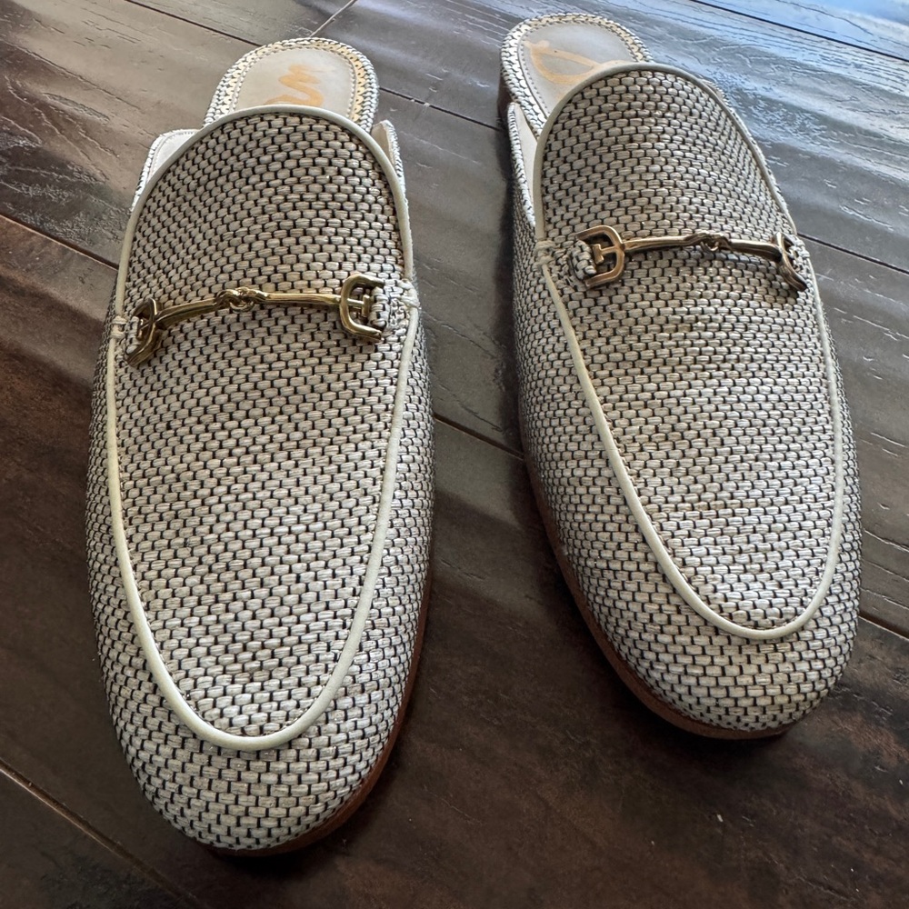 Sam Edelman Linnie Mule Sand Raffia Loafer Slip-On Shoes  7.5 M NEW in Box